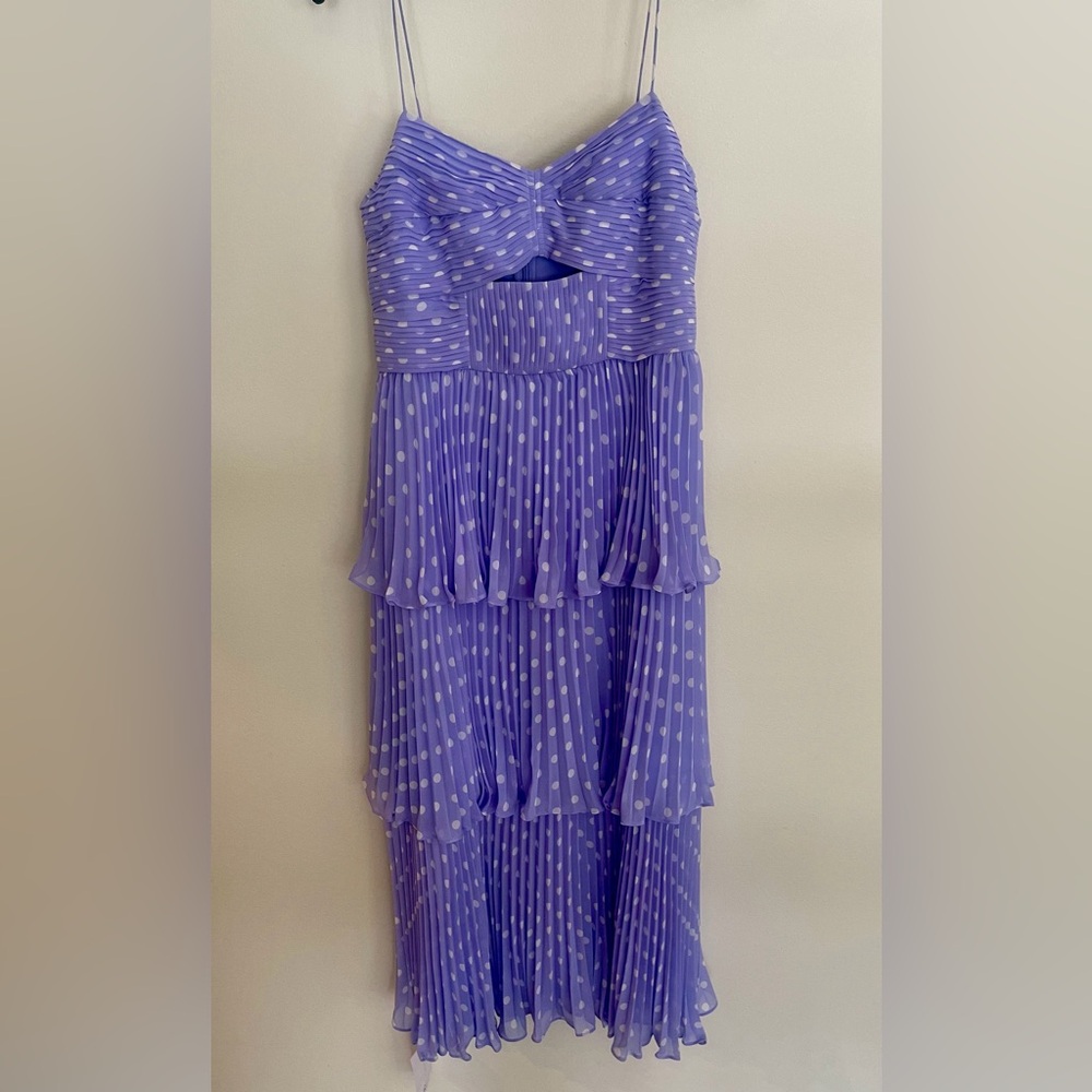 Self-Portrait Polka Dot Pleated Chiffon Midi Dress